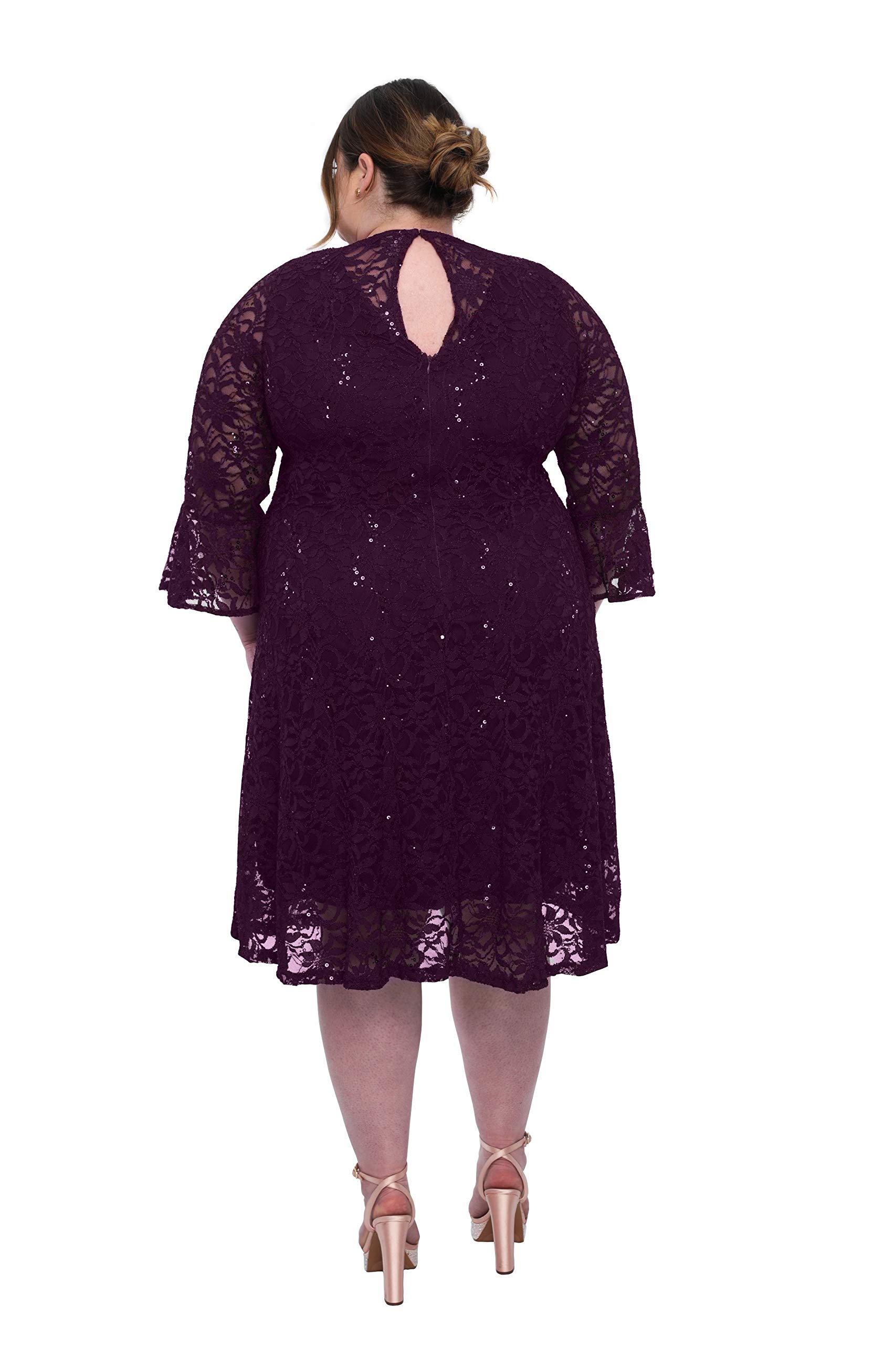 SLEEKTRENDS Plus Size Lace Cocktail Dress for Women - Elegant Crew Neck Formal Party Gown for Weddings, Bridesmaids & Special Occasions | Perfect for Evening Events, Prom & Cocktail Parties