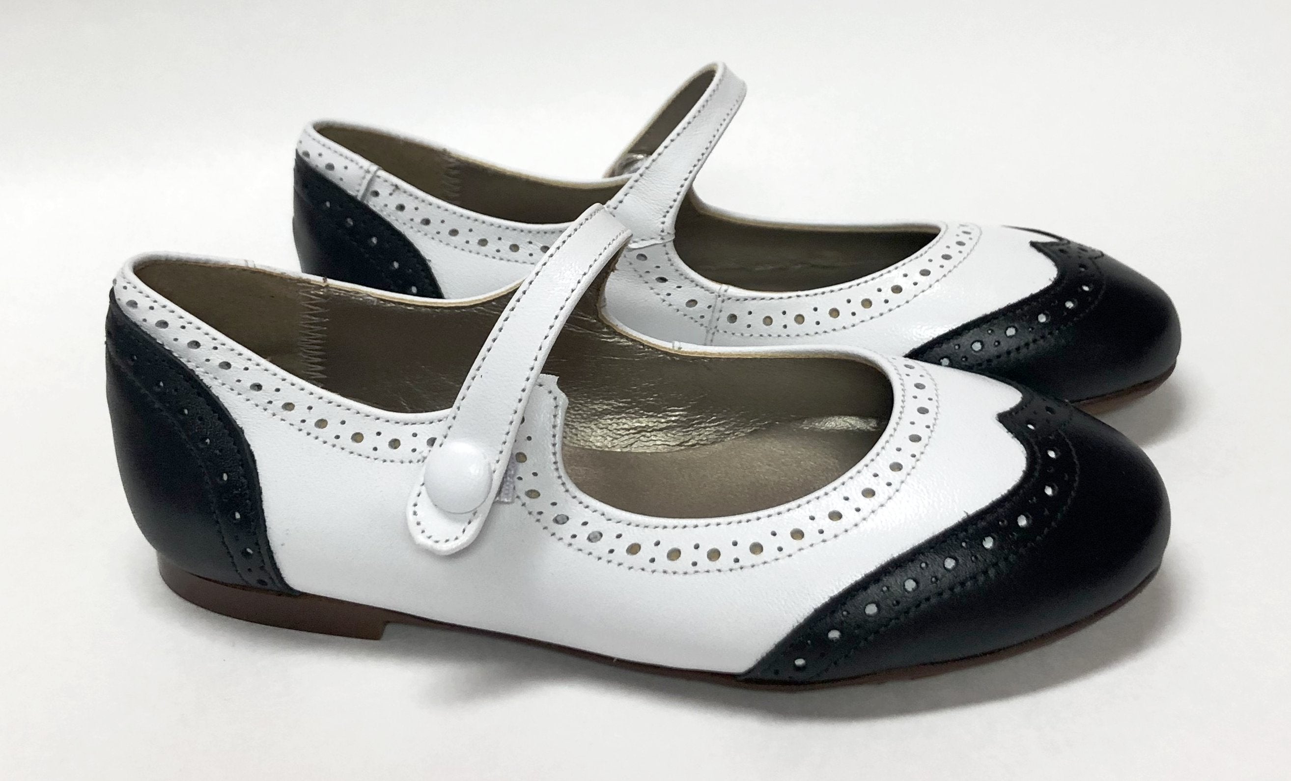 Stylish White & Black Mary Jane Shoes for Women - Comfortable & Fashionable Flats for School, Work & Casual Outfits