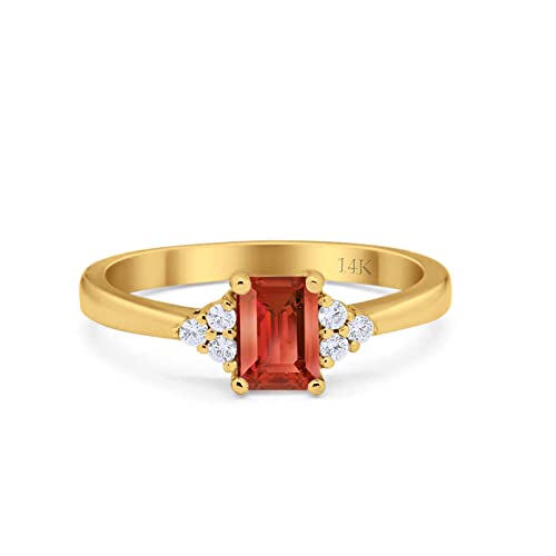 14K Yellow Gold Simulated Garnet CZ