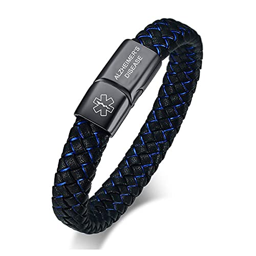Custom Personalized Leather Medical Alert ID Bracelet for Men & Women - Engraved Titanium Steel Emergency Medical Bracelet - Ideal for Allergies, Diabetes & Heart Conditions