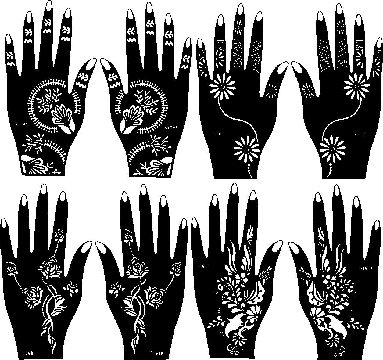Ivana's Temporary Tattoo Stencil Kit - Design No. 1001 (T-1001) for Hand, Body & Face - Henna Art Transfer for Women & Girls - Perfect for Parties, Weddings & Festivals