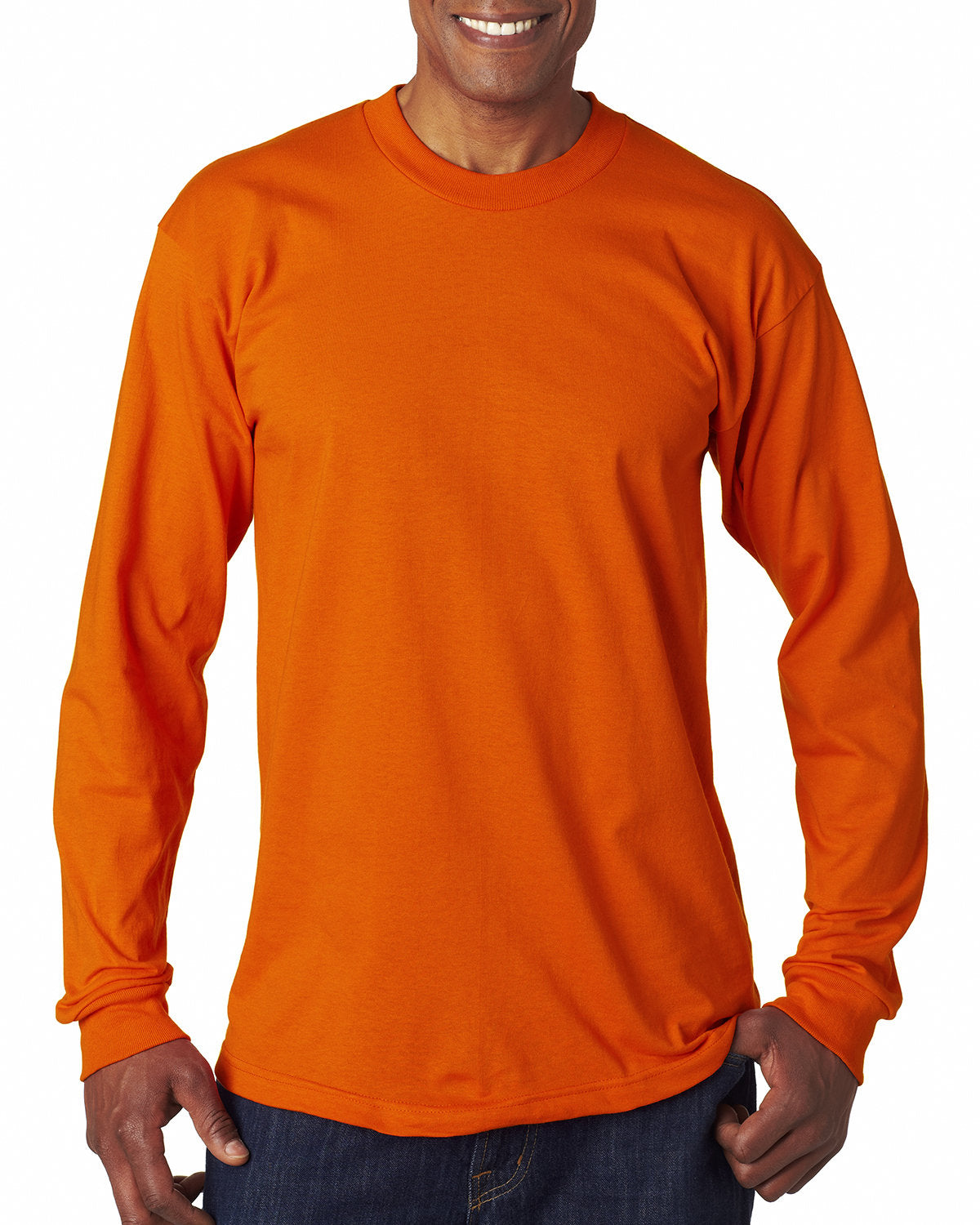 Bayside BA6100 Men's 100% Cotton Long Sleeve T-Shirt - 6.1 oz. Soft Comfortable Crewneck Tee for Casual Wear, Work & Outdoor Activities