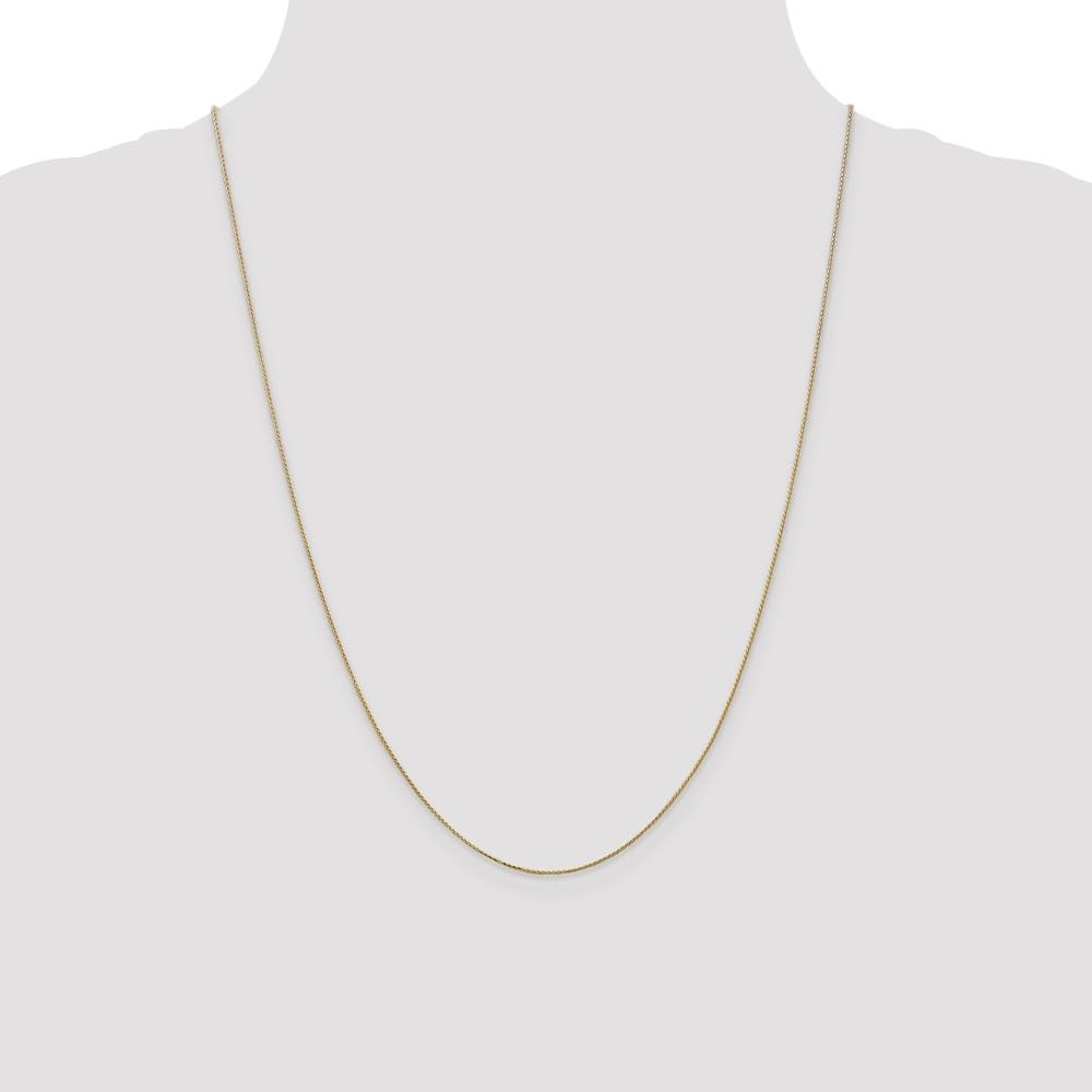 14K Yellow Gold 0.65mm Spiga Wheat Chain Necklace - 24 Inch Thin Delicate Necklace for Men & Women (1.46g) | Perfect for Layering, Everyday Wear & Gift Giving | Diamond2Deal
