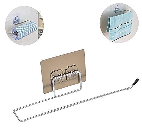 BIRZAR Self-Adhesive Toilet Paper Holder & Kitchen Paper Towel Roll Dispenser - Wall Mounted No Drill Storage Shelf with Magic Sticker for Bathroom, Kitchen, Office - Space Saving Home Organization Accessories