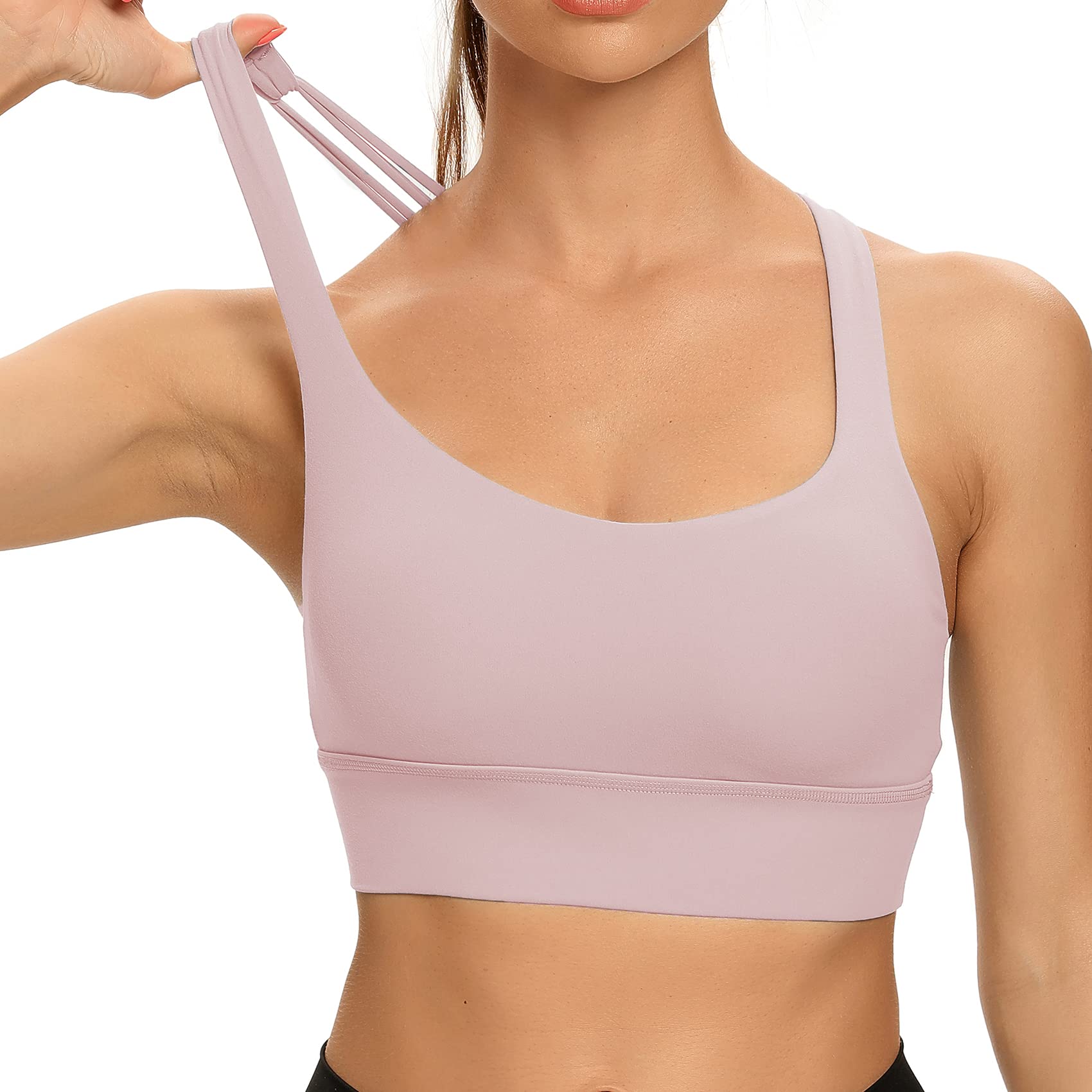 Lemedy Women's Cross Back Sports Bra - Fitness Yoga Strappy Longline Crop Tank Top for Workout, Running & Gym - Breathable & Supportive Activewear