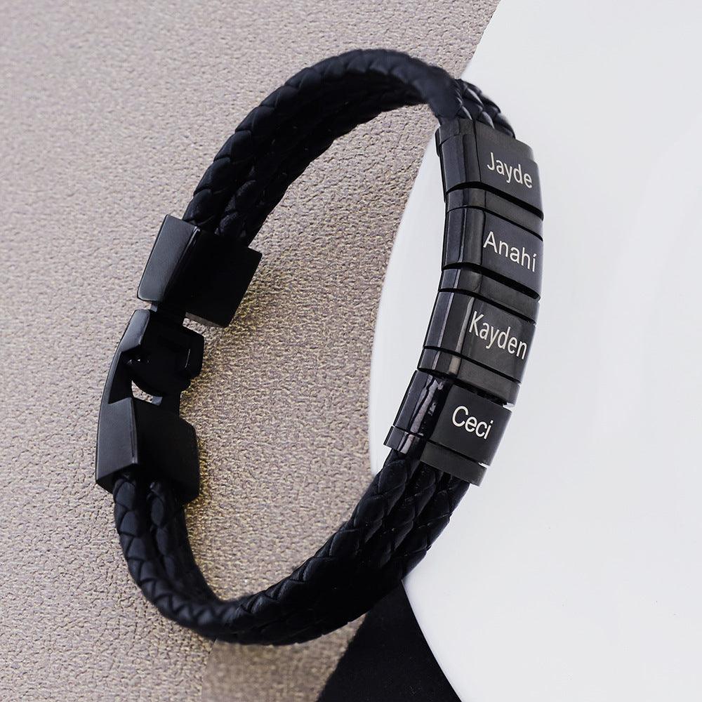 Stainless Steel Leather Woven Bracelet for Men & Women - Durable Adjustable Unisex Wristband for Casual Wear, Outdoor Activities & Fashion Accessories