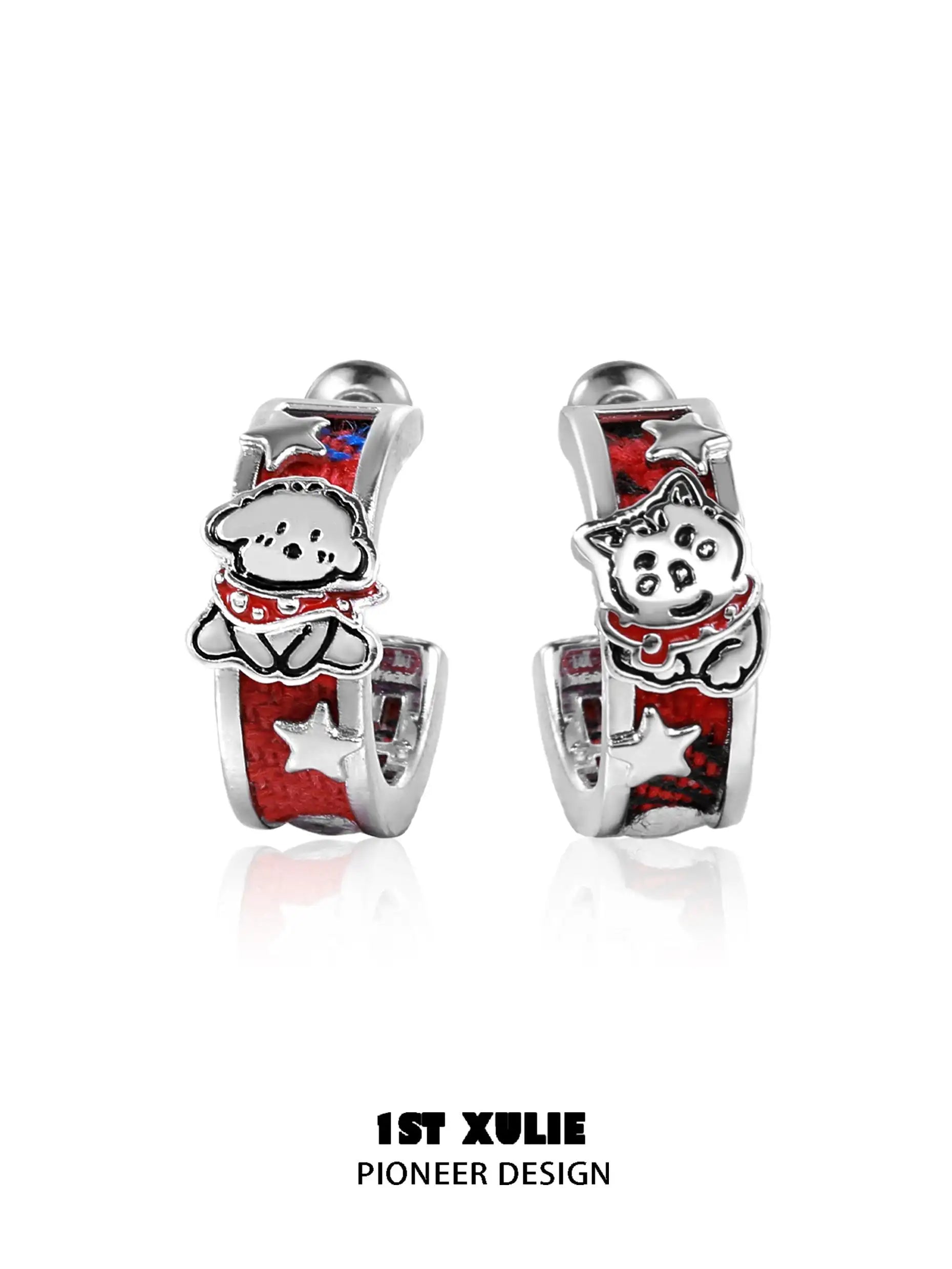 18k Platinum Plated Graffiti Kitten Stud Earrings - Cute Cat Jewelry for Women, Valentine's Day Gift, Spring Festival Accessories - Perfect for Parties, Dating & Everyday Wear