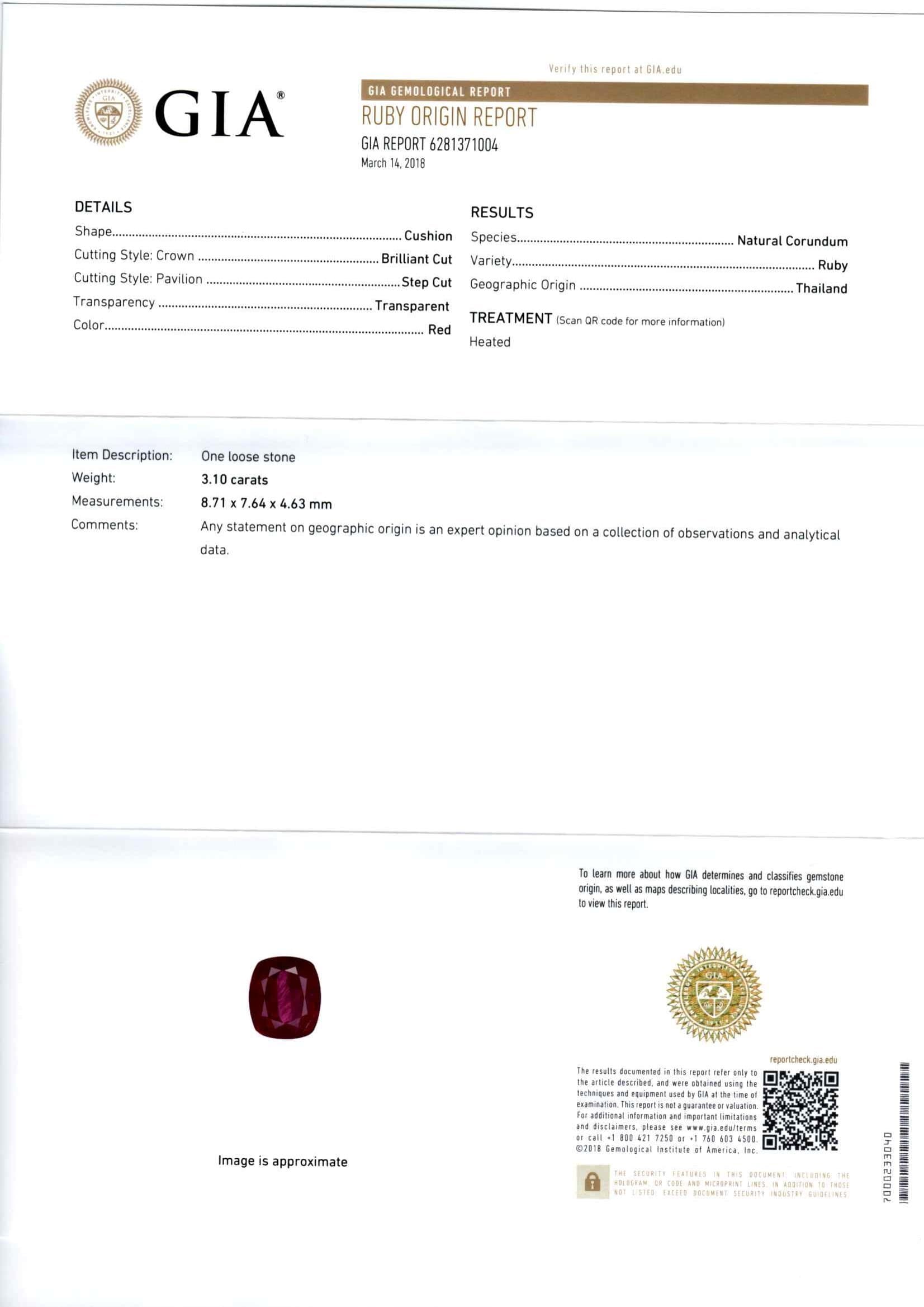Natural Thai Ruby Gemstone 3.10 Carats - AAA Quality Loose Ruby for Jewelry Making, Engagement Rings & Collector's Gems
