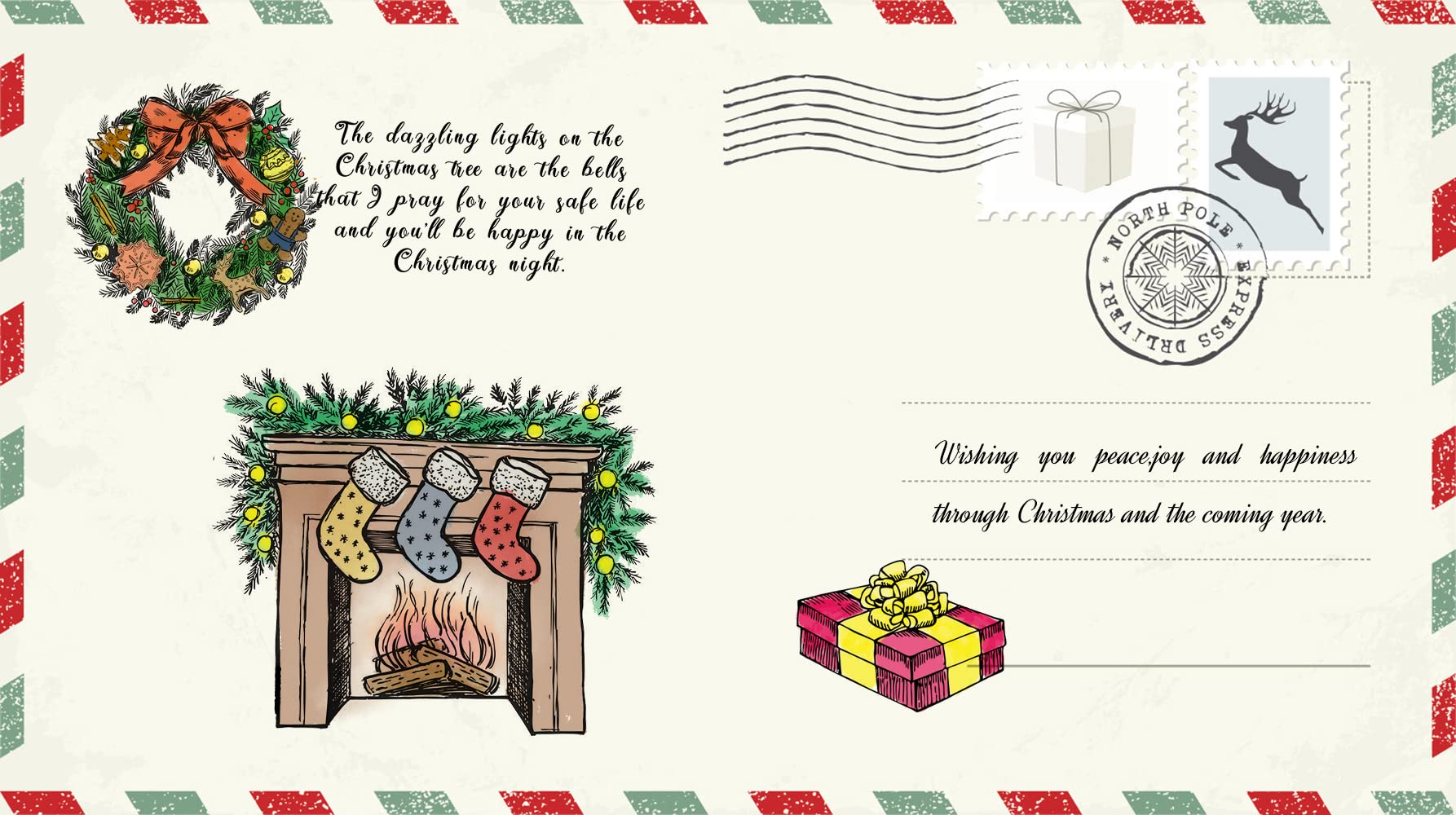 Christmas Clear Stamps Set - Holiday Tree Santa Wreath Silicone Stamps with Sentiment Words for DIY Card Making, Scrapbooking, Journaling & Gift Wrapping | Perfect for Christmas Cards, Holiday Decorations and Craft Projects