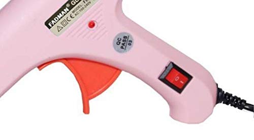 FADMAN 7mm Hot Melt Glue Gun Kit - 20W Mini Glue Gun with 15 Pink Glue Sticks, ON/OFF Switch & LED Indicator for DIY Crafts, Home Repairs, School Projects, and Scrapbooking