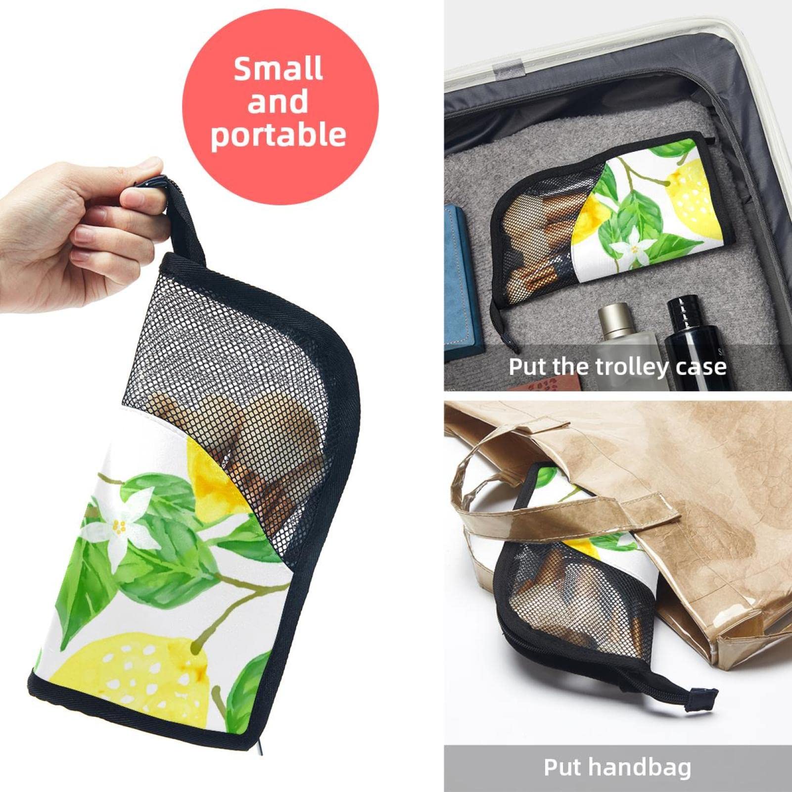 12-Piece Makeup Brush Organizer Bag with Lemon Tree Design - Portable Travel Cosmetic Brush Holder Case for Professional & Home Use