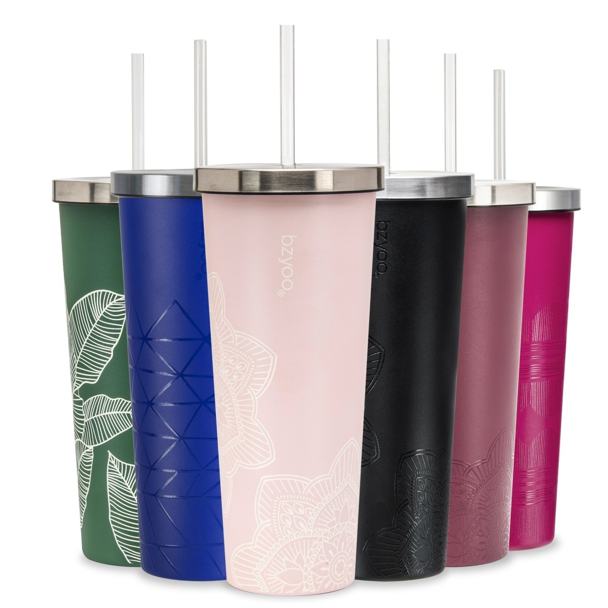24oz Double Wall Vacuum Insulated Stainless Steel Tumbler with Straw Lid - La La Mandala Pink | Leakproof Travel Mug for Hot & Cold Drinks | Perfect for Gym, Office, Hiking & Outdoor Activities