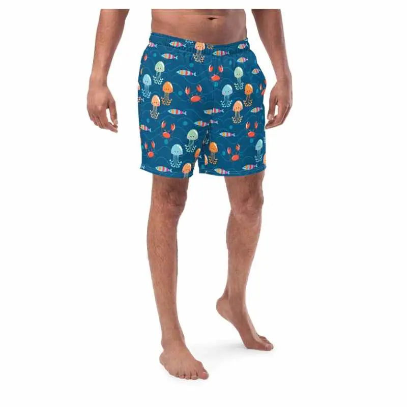 Men's Quick-Dry Swim Trunks with UPF 50+ Sun Protection - Perfect for Beach, Pool & Water Sports | Marine Fisher's Paradise Design