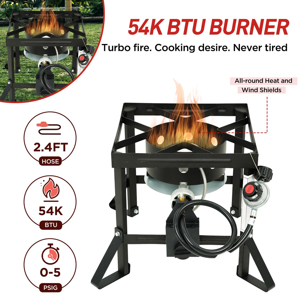 Red Mountain Valley 36-Quart Outdoor Camping Fryer with Drain Valve & Timer - Perfect for Turkey, Wings, Fish & Seafood - Heavy Duty Large Outdoor Cooking Equipment for Backyard, Picnics & Tailgating