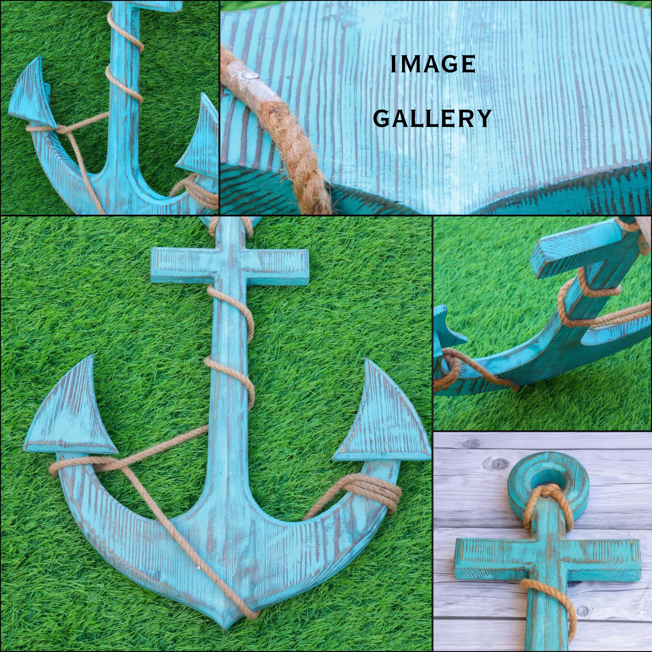 Nagina International Forest Frog Blue Decorative Anchor with Ropes - 18 Inch Nautical Wall Hanging for Home, Office & Boat Decor | Perfect Gift for Beach House & Coastal Theme Rooms