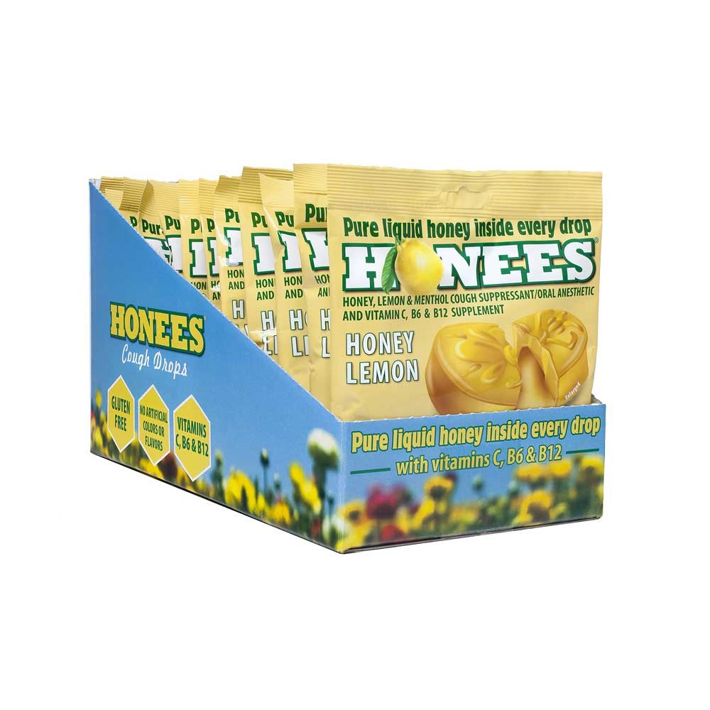 Honees Honey Lemon Cough Drops - Soothing Throat Candy for Cough Relief (240 Count Bulk Pack) - Perfect for Cold Season, Travel & Office Use