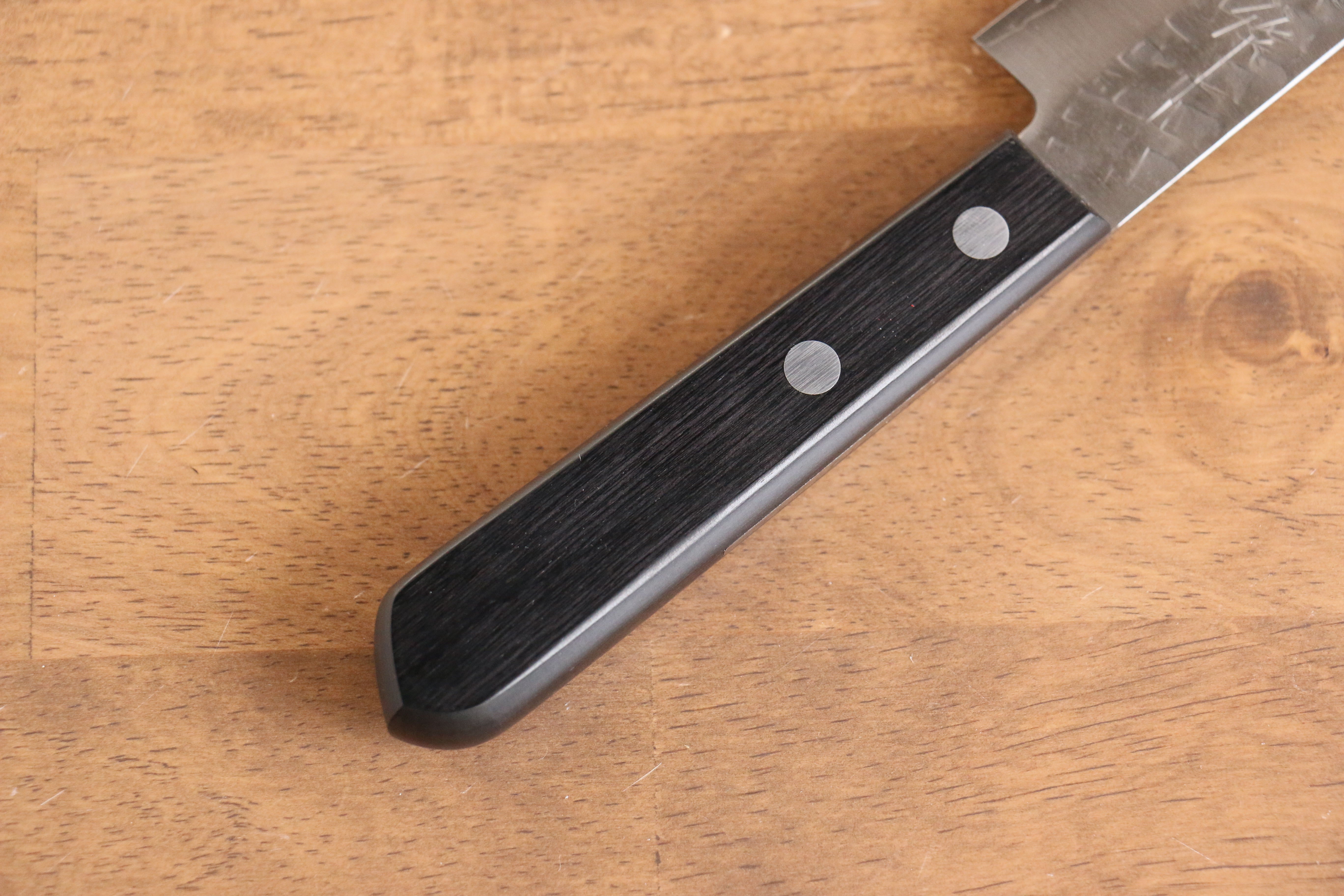 Nao Yamamoto 160mm Silver Steel No.3 Hammered Petty Utility Knife with Black Pakka Wood Handle - Perfect for Slicing, Chopping, and Precision Kitchen Tasks