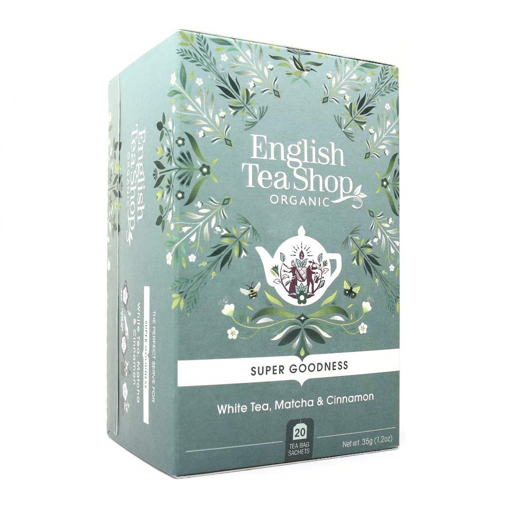 English Tea Shop 20 Organic White Tea Bags with Matcha & Cinnamon - Premium Herbal Tea for Relaxation & Wellness - Perfect for Morning Boost or Evening Unwind