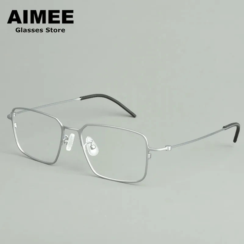 Aimee Unisex Full Rim Square Titanium Eyeglasses Frame 15502 - Lightweight Durable Glasses for Men & Women - Perfect for Reading, Work, and Daily Wear