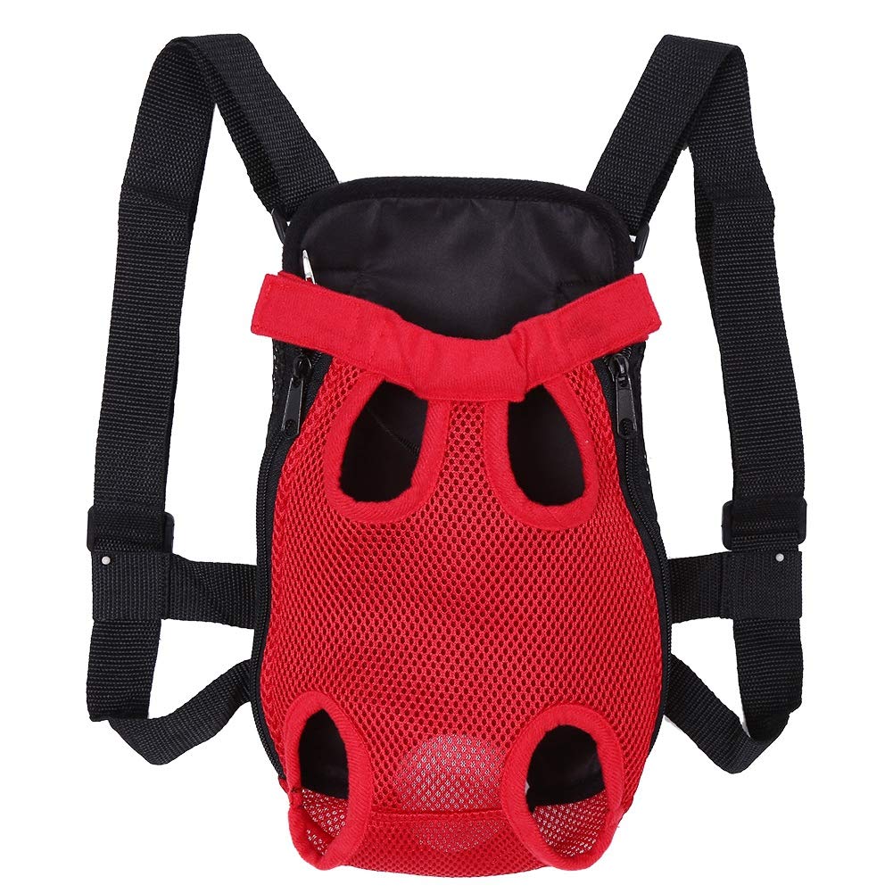 Stylish Pet Carrier Backpack for Dogs & Cats - 8 Fashionable Designs with 5 Ventilation Holes, Front Chest Sling & Mesh Tote Bag (Red, Small) - Perfect for Travel, Hiking & Outdoor Adventures
