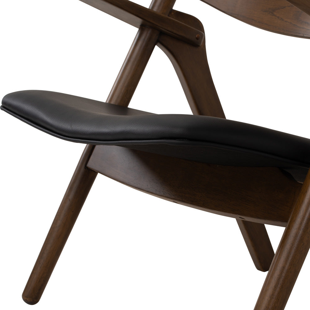 CAMRY Lounge Chair - Walnut & Black Fabric - Modern Accent Chair for Living Room, Bedroom, or Office - Comfortable Reading Chair with Sturdy Wooden Frame