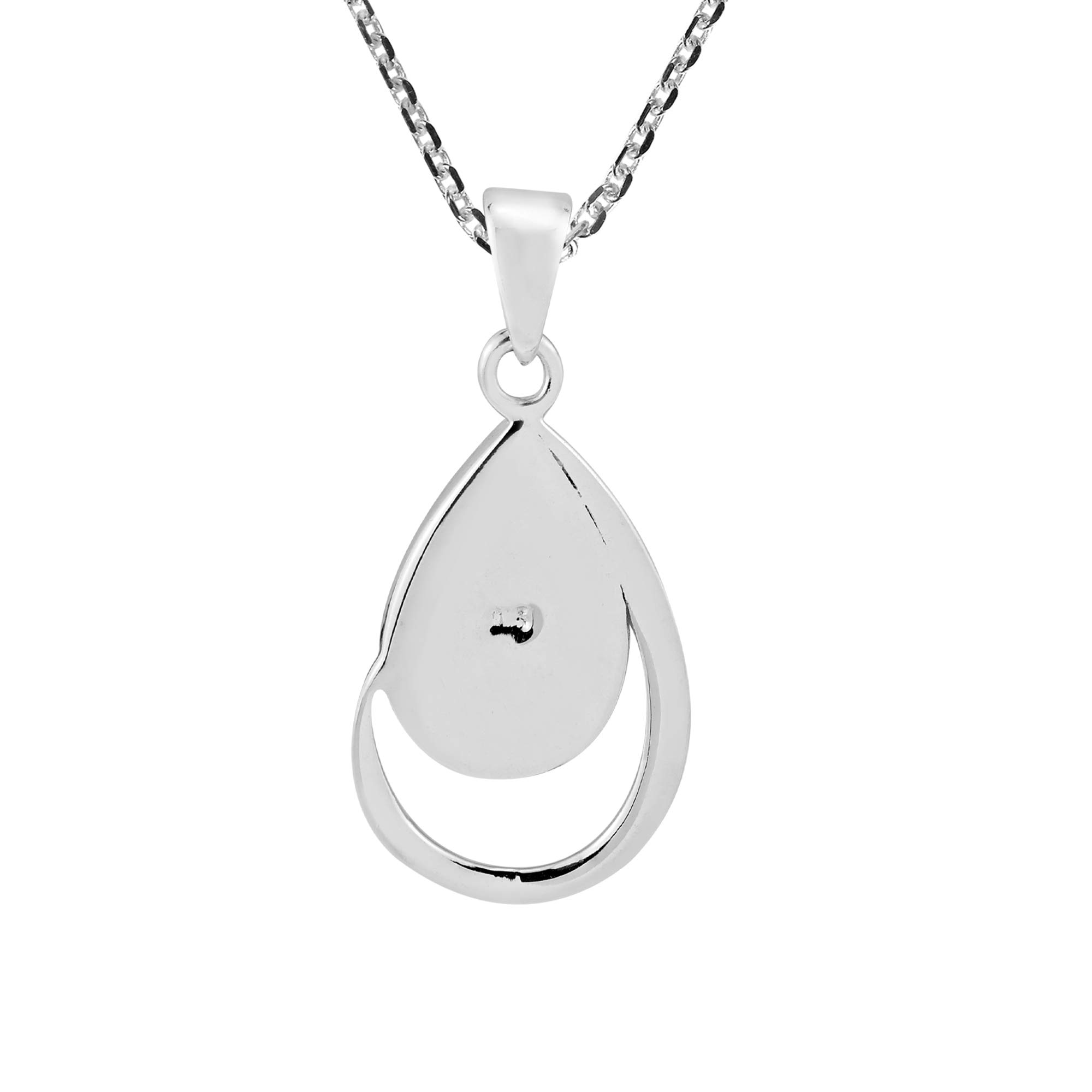 AeraVida Classic Teardrop Mother of Pearl .925 Sterling Silver Pendant Necklace for Women - 18 Inch Chain, Elegant White Stone Jewelry Gift for Birthday, Anniversary & Special Occasions | Perfect for Weddings, Parties & Everyday Wear