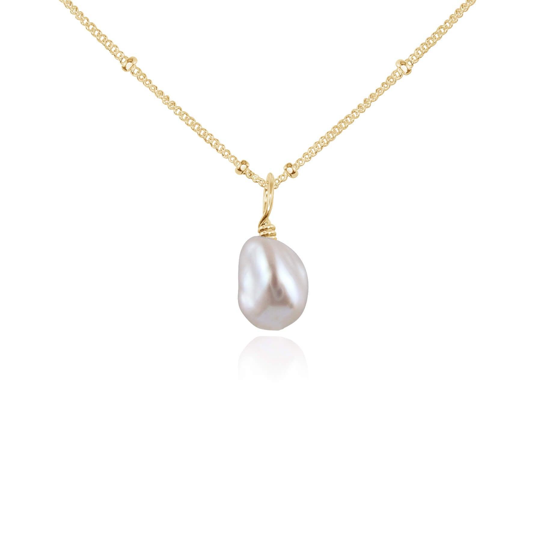 Tiny Raw White Freshwater Pearl Pendant Necklace - Dainty Natural Pearl Jewelry for Women - Perfect for Weddings, Date Nights & Special Occasions