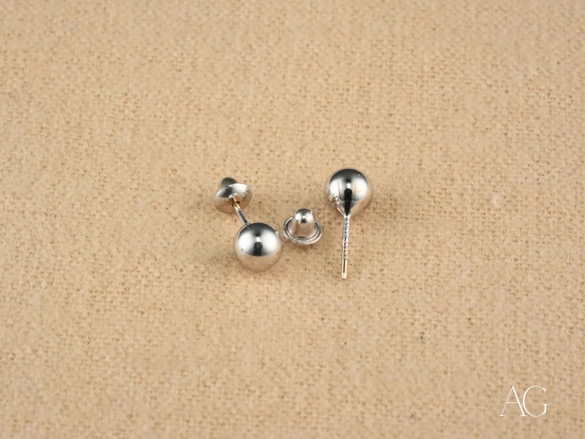 18K White Gold 5mm Ball Earrings - Classic Golden Sphere Stud Earrings for Women | Perfect for Everyday Wear, Parties & Special Occasions