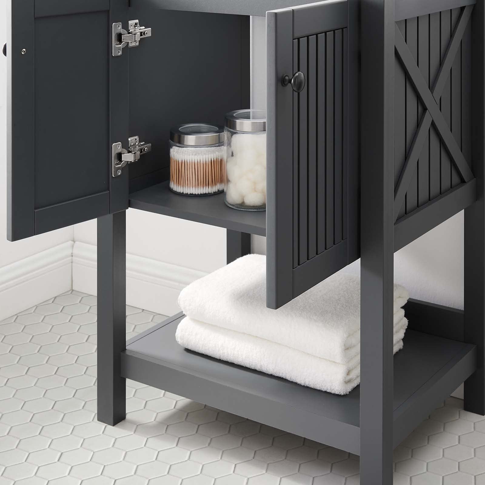 Modern Grey Wood Vanity Cabinet for Bathroom - Hotel & Bedroom Contemporary Design (Sink Not Included) - Perfect for Bathroom Storage & Home Décor