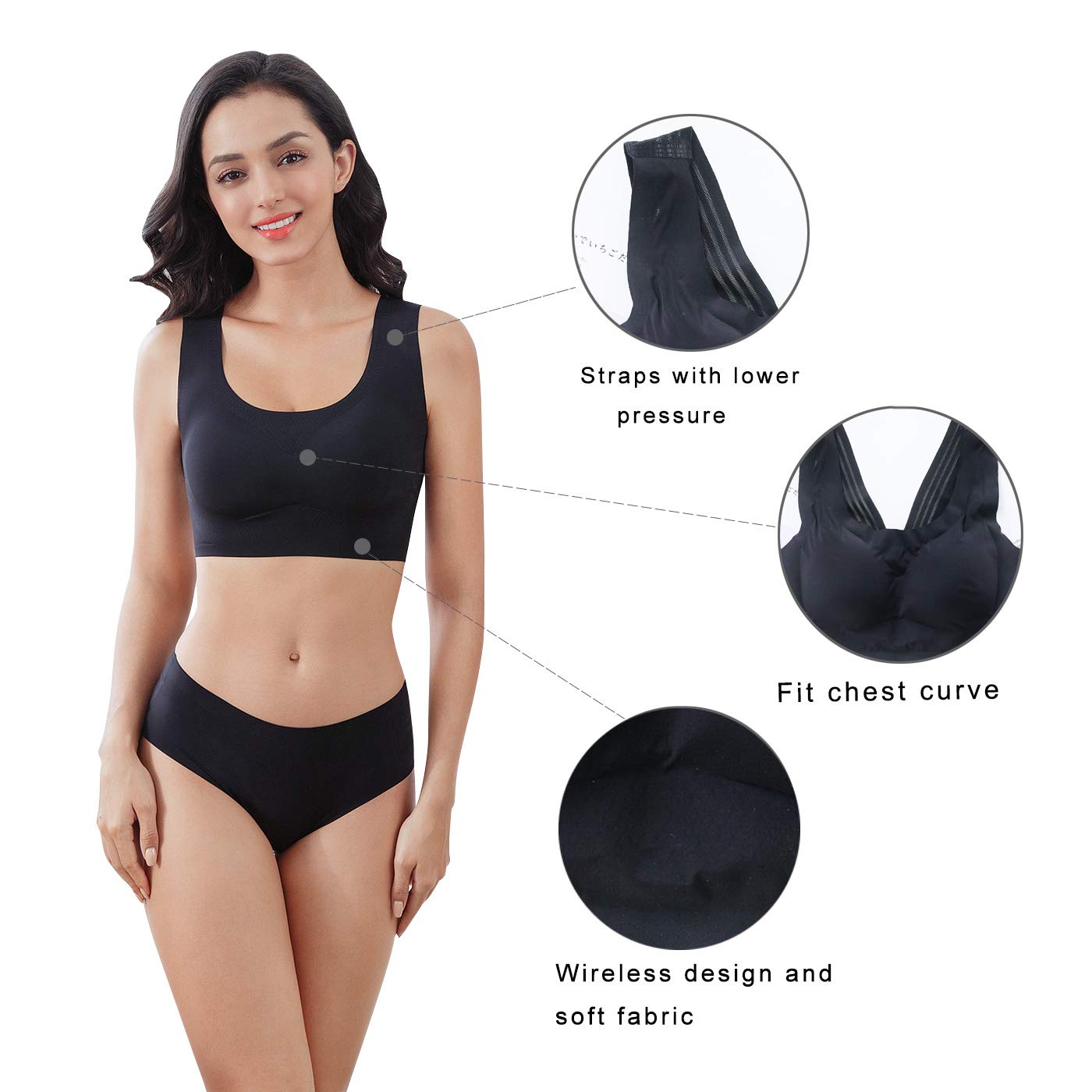 FEOYA Women's Sleep Bra Plus Size - Wireless Stretch Bralette for Comfort & Support - Perfect for Sleeping, Yoga, and Lounge Wear