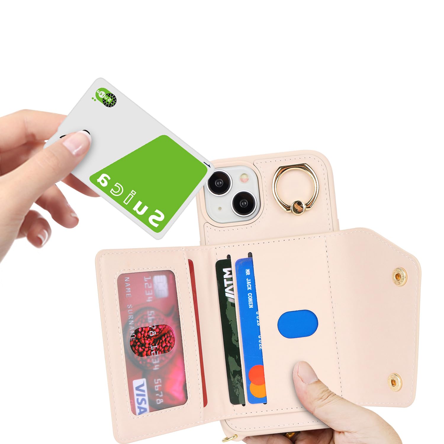 Premium iPhone 15 Plus Wallet Case with Card Holder & Crossbody Strap - 6.7