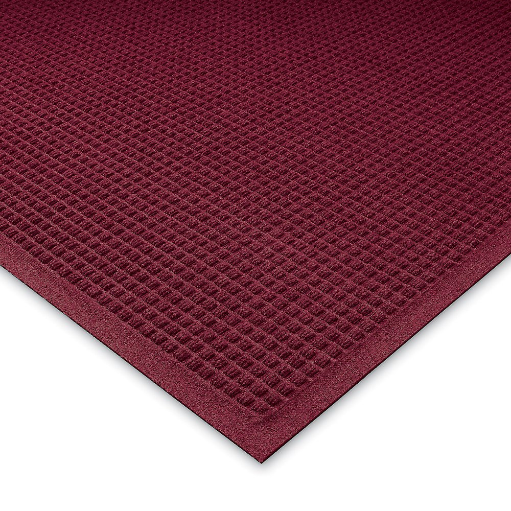 Andersen Waffle Design Non-Slip Rug Mat 4x6 Feet with Fabric Border - Black & Red Color - Perfect for Kitchen, Entryway, Living Room, and Dorm Decor