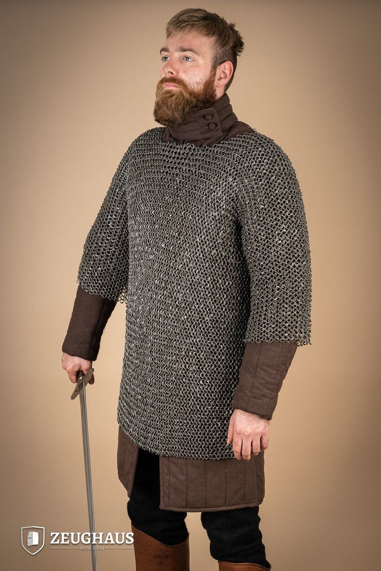 Chainmail Haubergeon - 10mm Riveted Round Ring Steel Armor - Medieval Battle Reenactment & LARP Costume