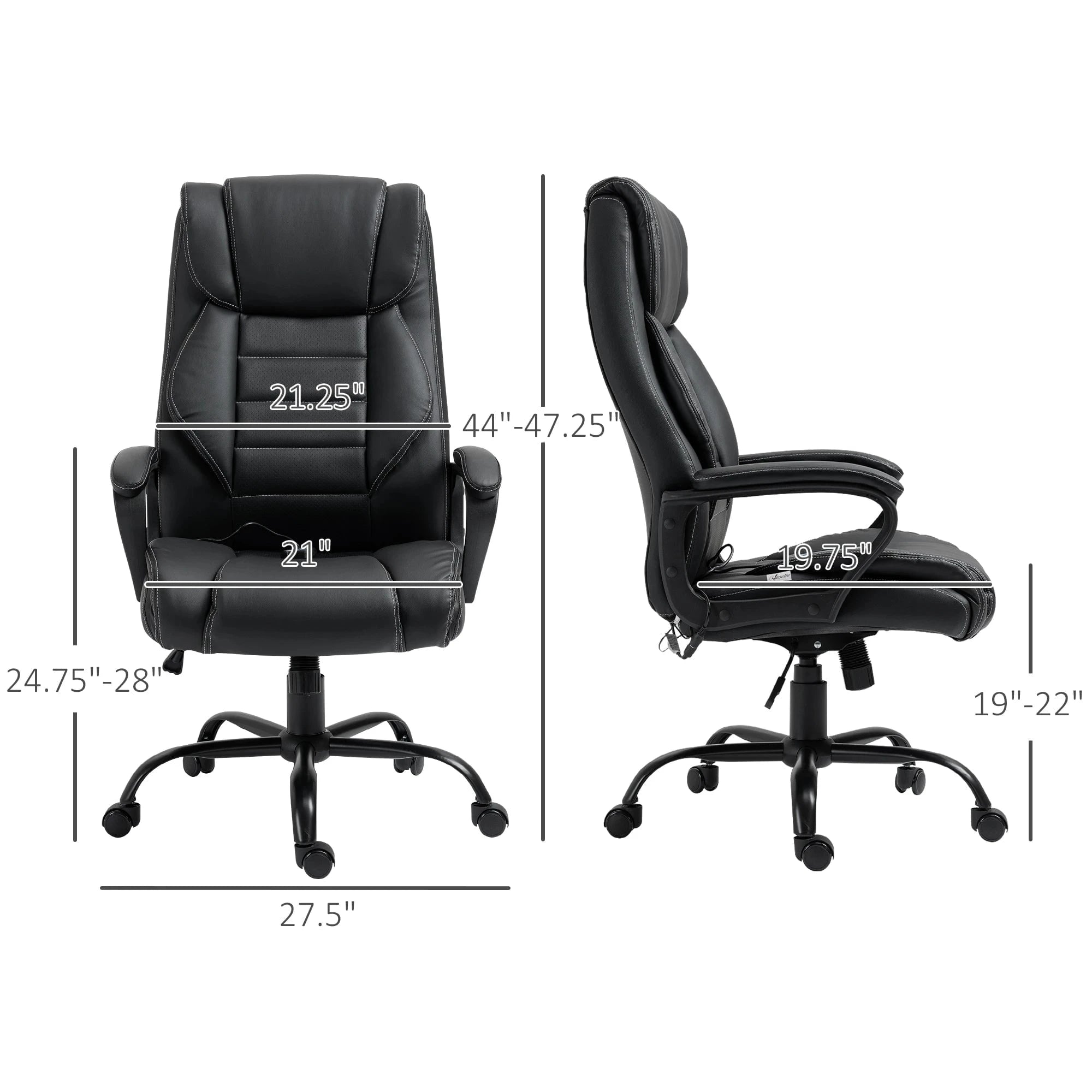 Premium High Back Executive Office Chair - Faux Leather Massage Chair with 6-Point Vibration & 360° Swivel - Black/Gray Options - Perfect for Home Office & Workspace Comfort