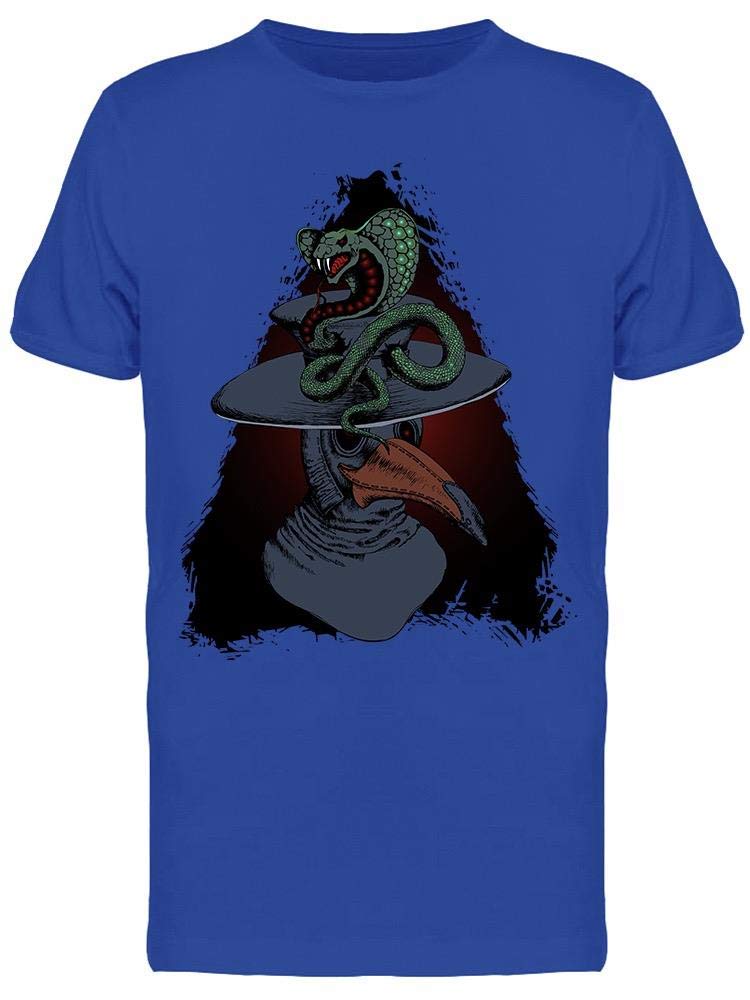 Plague Doctor and Cobra Graphic T-Shirt for Men | Vintage Horror & Snake Print Tee | Casual Wear, Halloween Costume, Cosplay Outfit