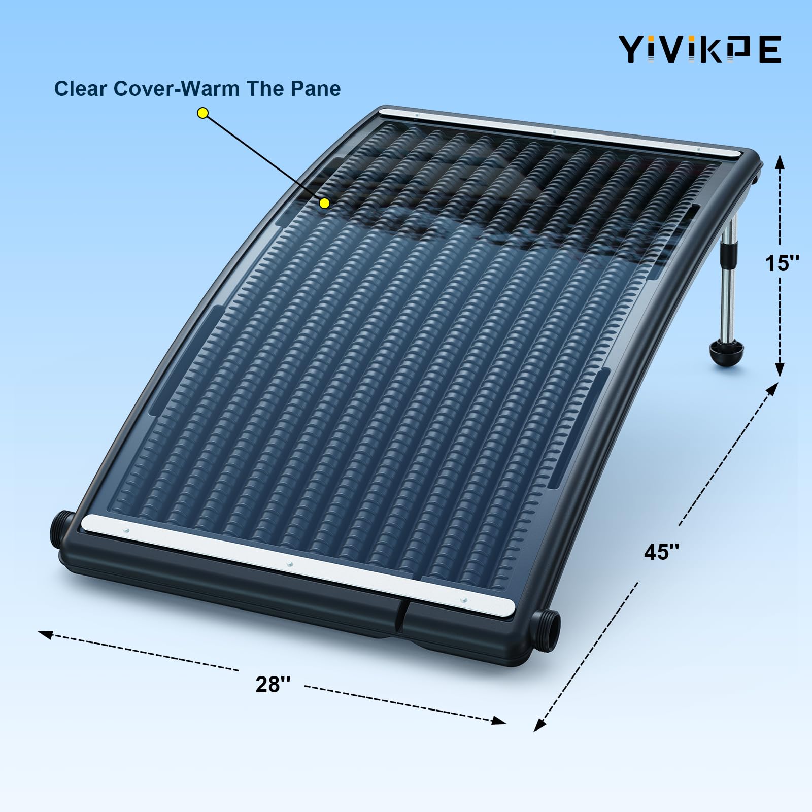 Efficient Curve Solar Pool Heater for Above-Ground & Inground Pools - Includes 2 Hoses, Clamps & Adapters | Extend Swimming Season & Save Energy
