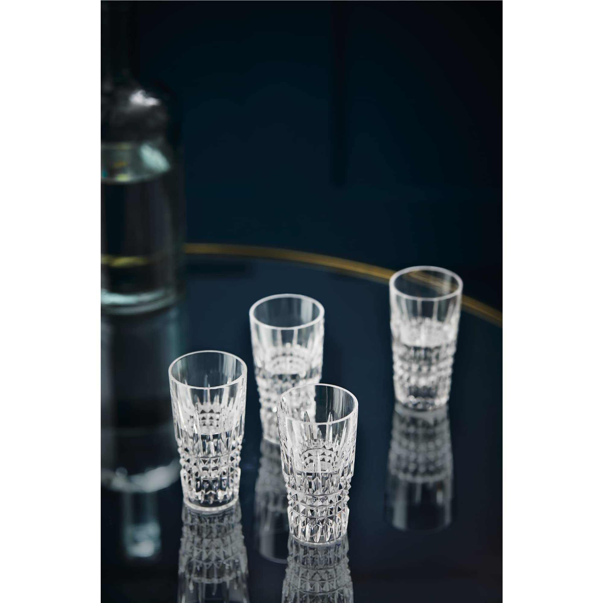 Waterford Lismore Diamond Cut Crystal Shot Glasses Set of 4 - Elegant Barware for Whiskey, Vodka & Cocktail Serving
