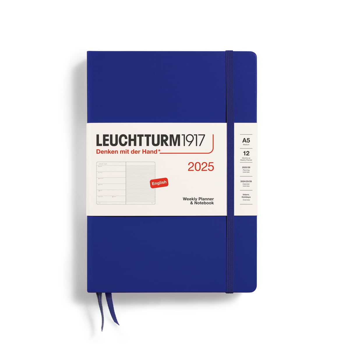 LEUCHTTURM1917 2025 Weekly Planner & Notebook - A5 Hardcover Agenda with Dated Pages (Jan-Dec 2025), Perfect for Work, School & Personal Organization - Black Ink Edition