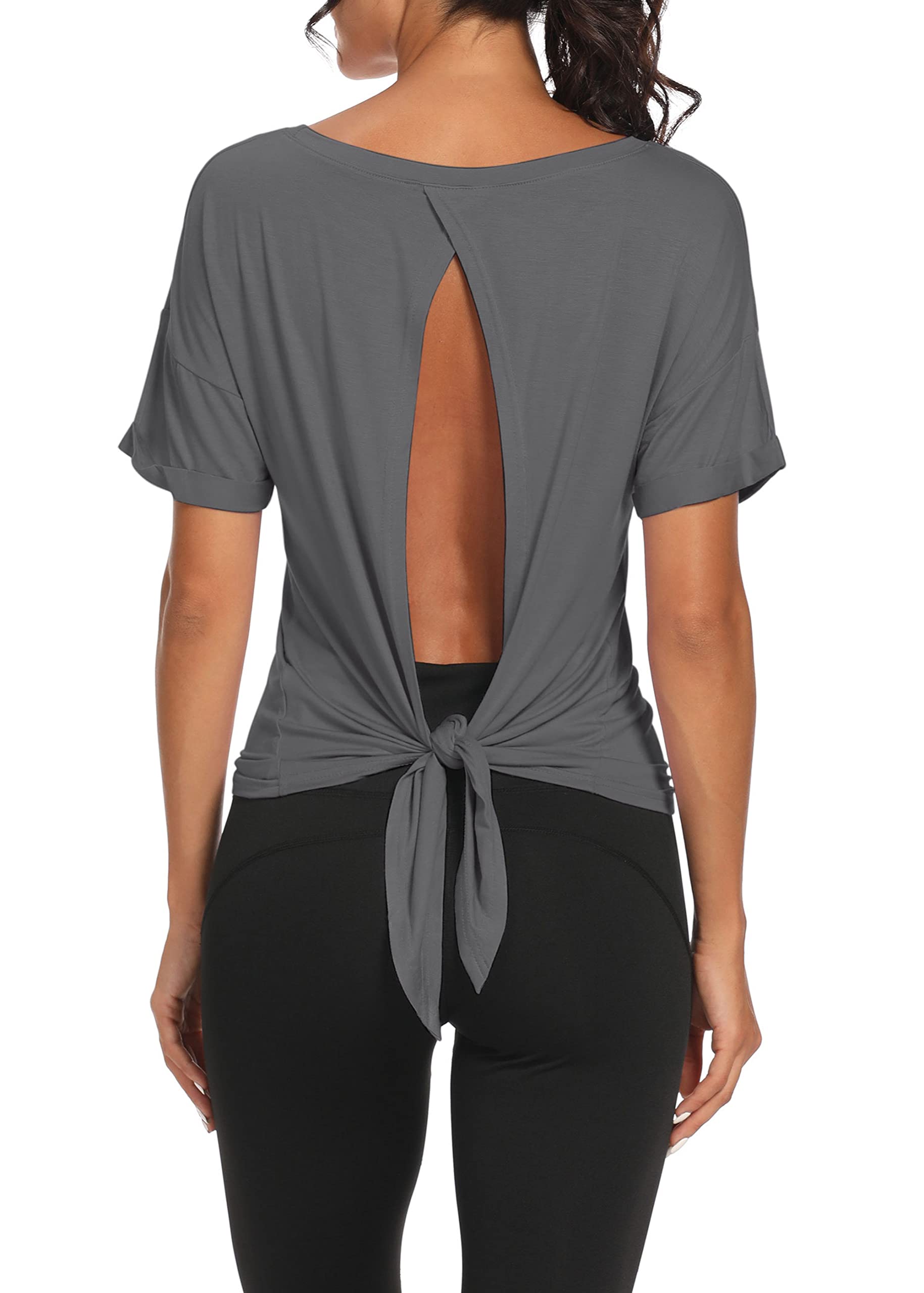Bestisun Women's Open Back Workout Tops - Gym Athletic Muscle Tank with Tie Back Design | Perfect for Yoga, Running & Fitness Training