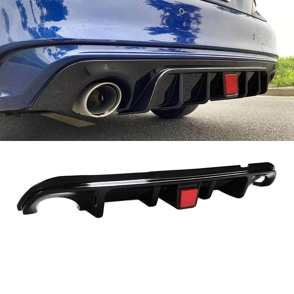 NINTE Gloss Black Rear Diffuser for 2014-2017 Infiniti Q50 & Q50S - Painted Lower Bumper Lip with Functional Brake Light | Perfect for Car Enthusiasts & Performance Upgrades