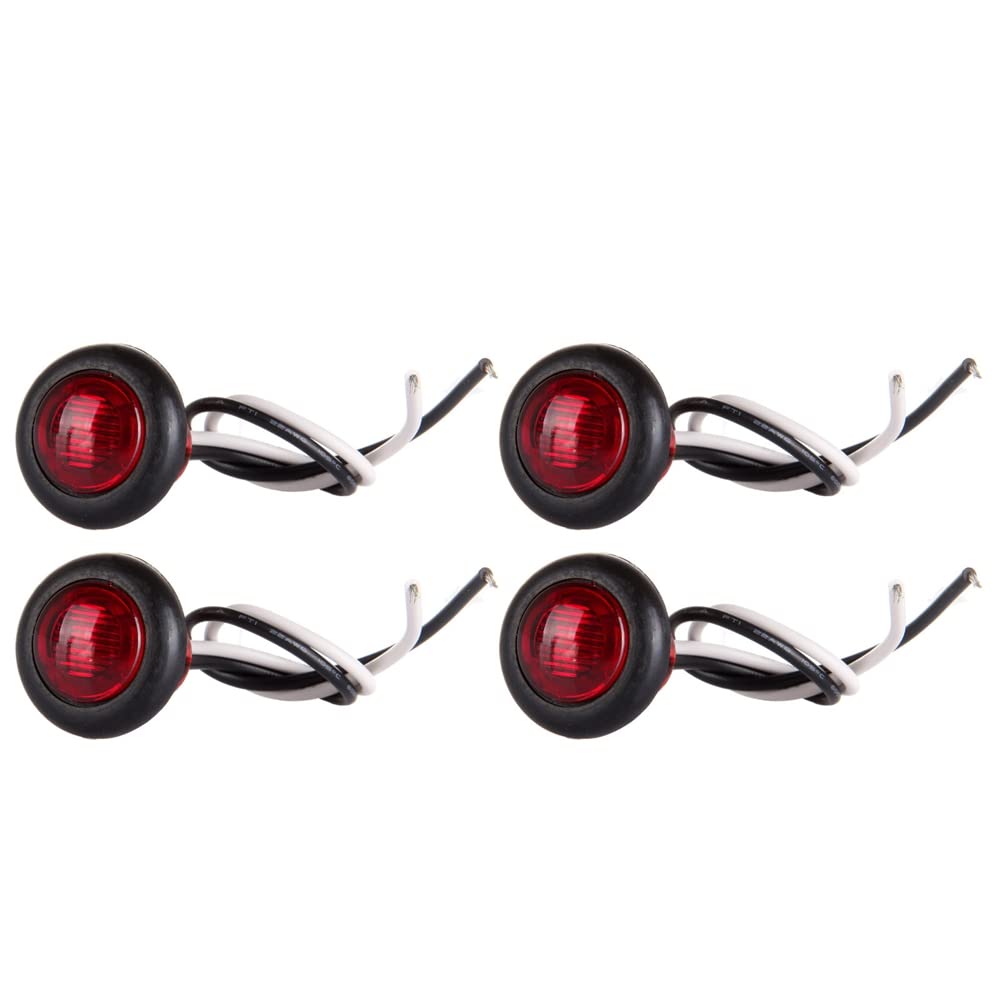 ECCPP 4-Pack 1 Inch Round Red LED Side Marker Lights - Universal Fit for Trucks, Pickups, Boats & Trailers - Durable Clearance Identification Lights for Night Driving & Vehicle Safety