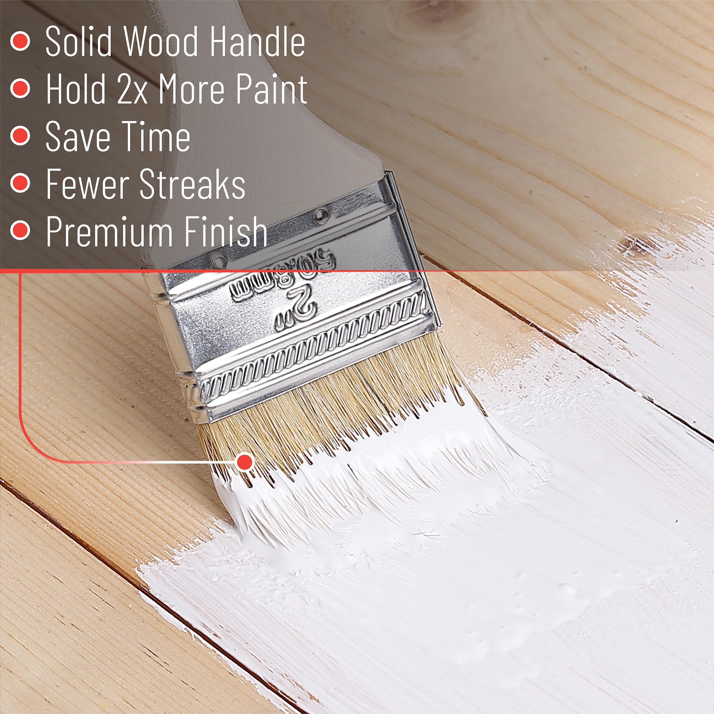 Bates 3 Inch Natural Bristle Chip Paint Brushes - 12 Pack for Wood Staining, Painting & DIY Projects - Durable Paint Brushes for Furniture, Cabinets & Home Renovation