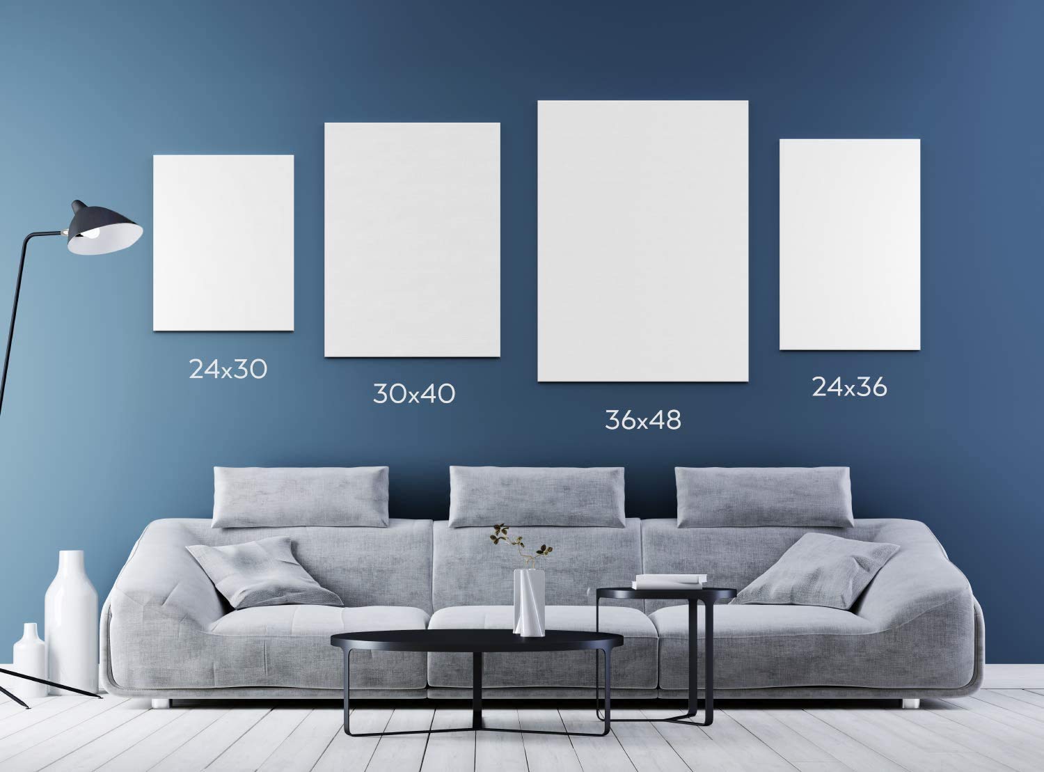 Arteza Stretched Canvas for Painting - Pack of 2, 24x36 Inches (61x91.4 cm), 8-oz Gesso Primed 100% Cotton Large Artist Canvases for Acrylic Painting, Oil & Pouring Art - Perfect for Studio, Classroom & Home Art Projects - White