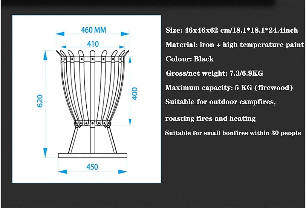 Portable Outdoor Fire Pit - Round Bonfire Hearth with Grill Rack for Backyard, Patio & Camping | Perfect for Garden Decor, Heating & BBQ Parties