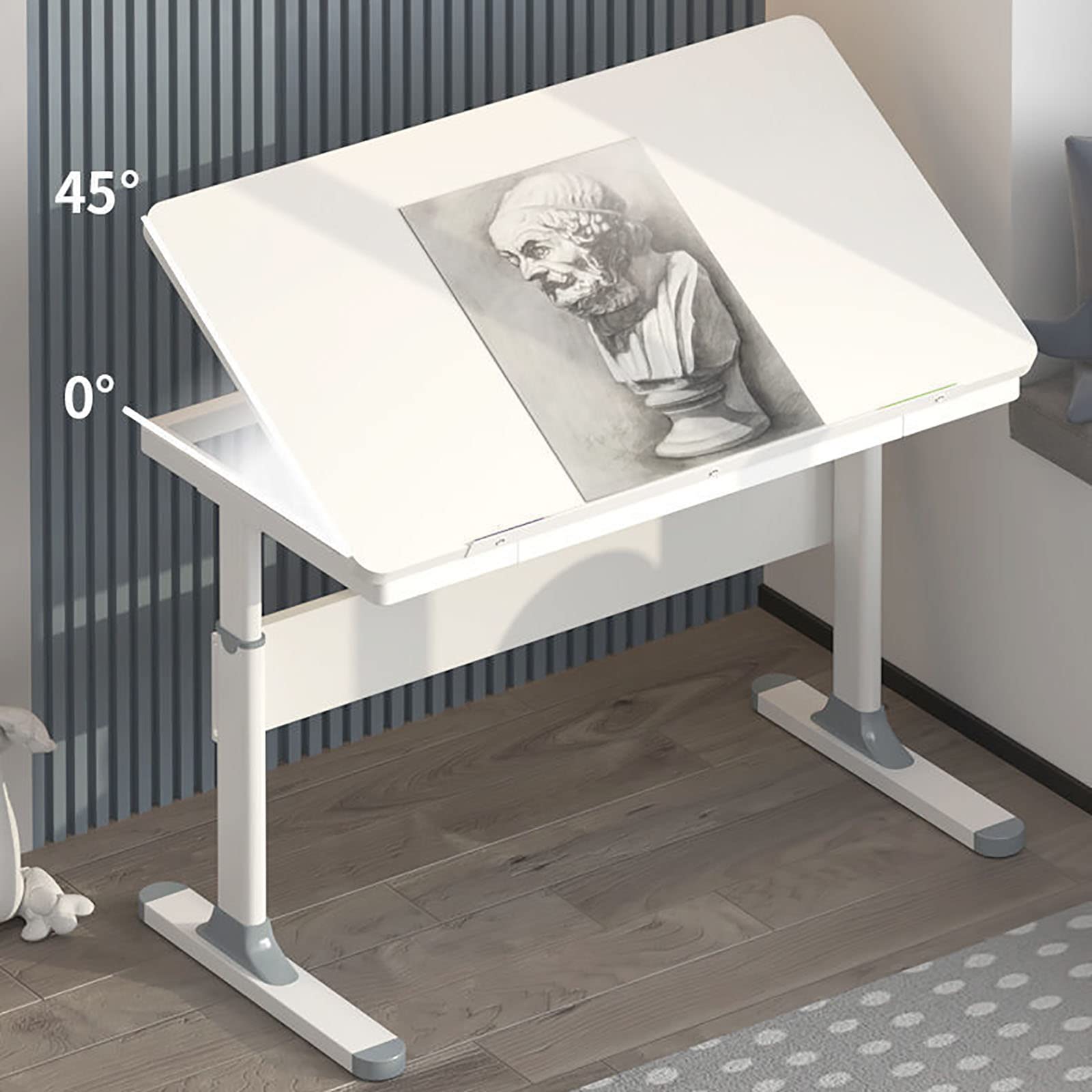 Adjustable Height Drafting Table with Tilting Surface - Artist Drawing Desk & Craft Table for Studio Painting, Writing, Reading, and Work - Perfect for Home Office, Art Studio, and Creative Workspaces