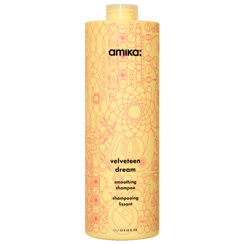 Amika Velveteen Dream Smoothing Shampoo for Frizz Control & Shine - Sulfate-Free Hair Care for Smooth, Silky Strands - Perfect for Dry, Damaged & Curly Hair Types