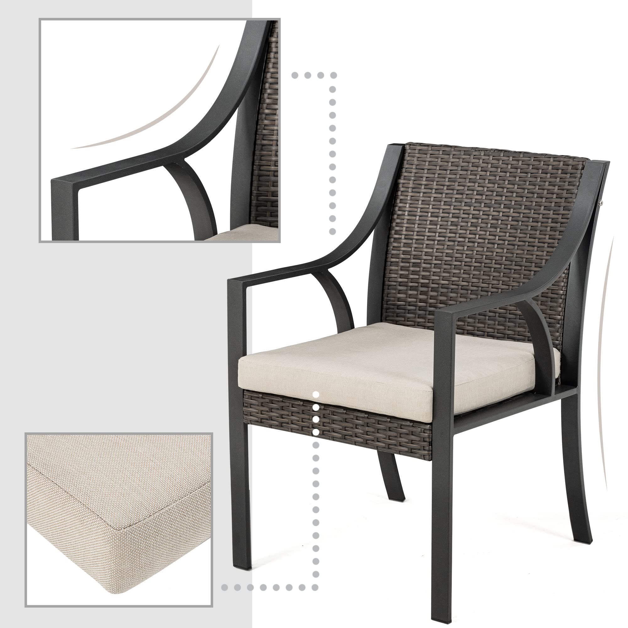 Outdoor Dining Set 4-Piece All-Weather PE Rattan Patio Furniture with Umbrella Hole - BACKYADOOR Beige Wicker Table & Chairs for Garden, Backyard, Poolside & Terrace