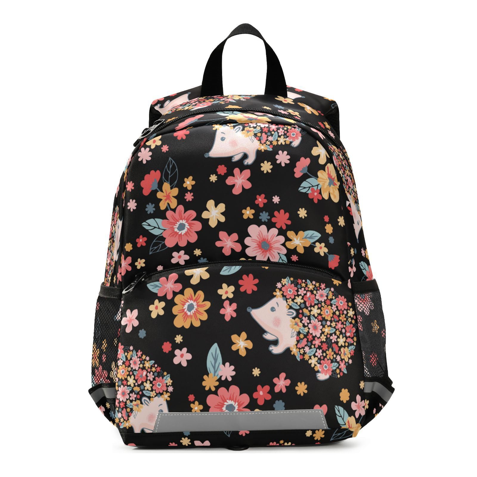 ZENWAWA Floral Hedgehog Toddler Backpack with Safety Leash - Cute Mini School Bag for Nursery & Kindergarten Kids (10.9×5.9×12.9 IN) - Perfect for Daycare, Preschool & Travel Accessories