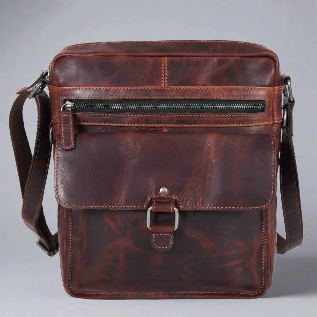 Premium Manhattan Leather Satchel - Genuine Buffalo Leather Crossbody Bag for Men & Women | Stylish Everyday Carry for Work, Travel & Casual Outings
