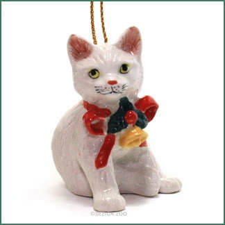 Northern Rose Porcelain Kitten with Bell Christmas Ornament - Handcrafted Cat Decor for Holiday Tree, Gift & Home Decoration